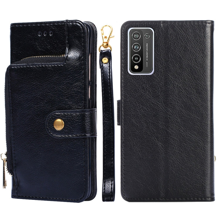 For Honor 10X Lite Zipper Bag PU + TPU Horizontal Flip Leather Case with Holder & Card Slot & Wallet & Lanyard