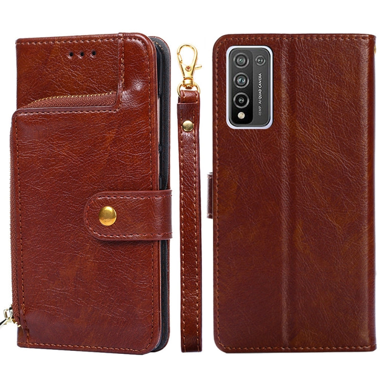 For Honor 10X Lite Zipper Bag PU + TPU Horizontal Flip Leather Case with Holder & Card Slot & Wallet & Lanyard
