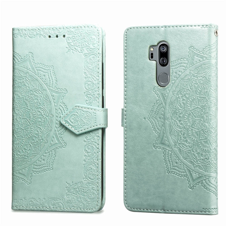 For LG G7 ThinQ Halfway Mandala Embossing Pattern Horizontal Flip Leather Case with Holder & Card Slots & Wallet & Lanyard