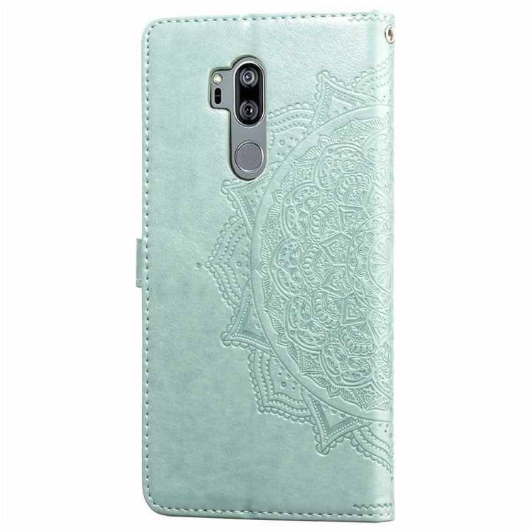 For LG G7 ThinQ Halfway Mandala Embossing Pattern Horizontal Flip Leather Case with Holder & Card Slots & Wallet & Lanyard