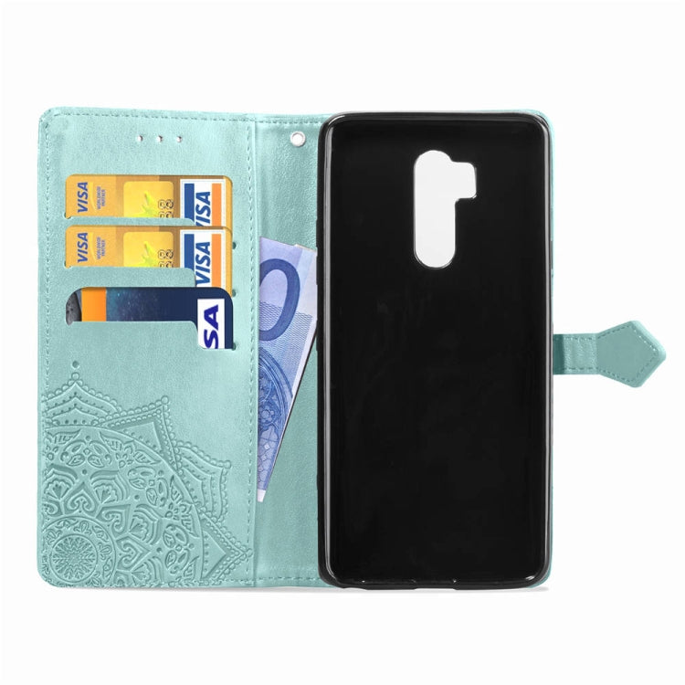 For LG G7 ThinQ Halfway Mandala Embossing Pattern Horizontal Flip Leather Case with Holder & Card Slots & Wallet & Lanyard