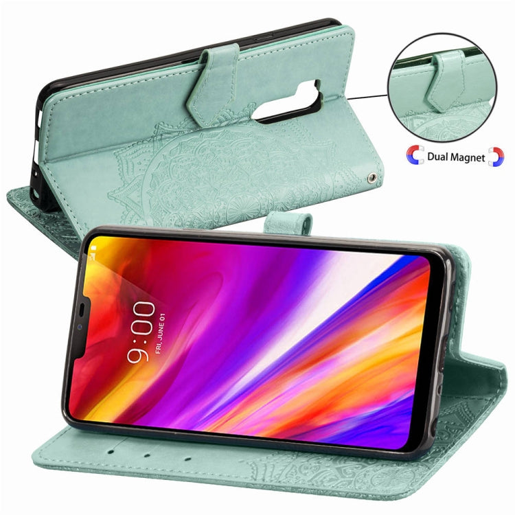 For LG G7 ThinQ Halfway Mandala Embossing Pattern Horizontal Flip Leather Case with Holder & Card Slots & Wallet & Lanyard