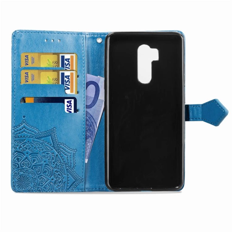 For LG G7 ThinQ Halfway Mandala Embossing Pattern Horizontal Flip Leather Case with Holder & Card Slots & Wallet & Lanyard