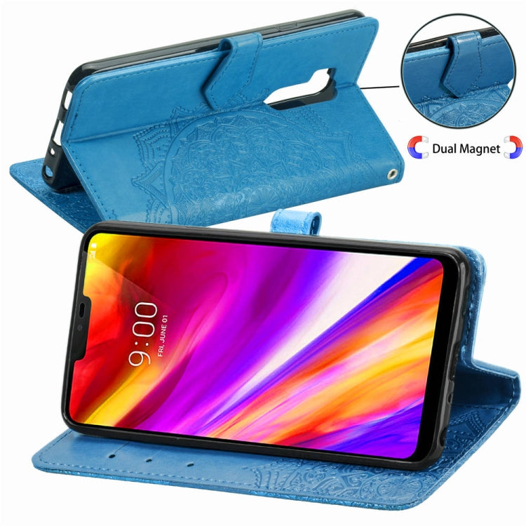 For LG G7 ThinQ Halfway Mandala Embossing Pattern Horizontal Flip Leather Case with Holder & Card Slots & Wallet & Lanyard