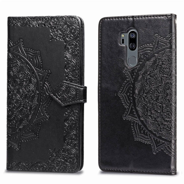 For LG G7 ThinQ Halfway Mandala Embossing Pattern Horizontal Flip Leather Case with Holder & Card Slots & Wallet & Lanyard