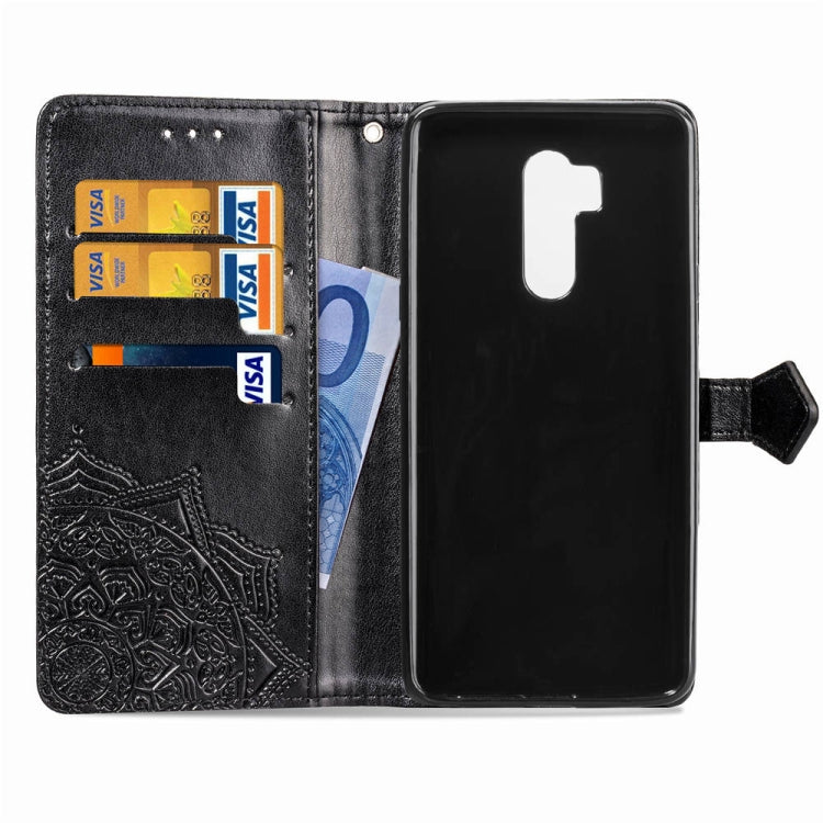 For LG G7 ThinQ Halfway Mandala Embossing Pattern Horizontal Flip Leather Case with Holder & Card Slots & Wallet & Lanyard