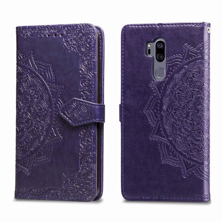 For LG G7 ThinQ Halfway Mandala Embossing Pattern Horizontal Flip Leather Case with Holder & Card Slots & Wallet & Lanyard