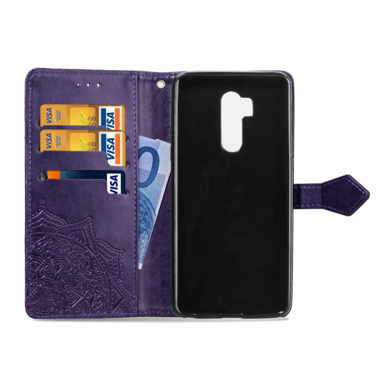 For LG G7 ThinQ Halfway Mandala Embossing Pattern Horizontal Flip Leather Case with Holder & Card Slots & Wallet & Lanyard