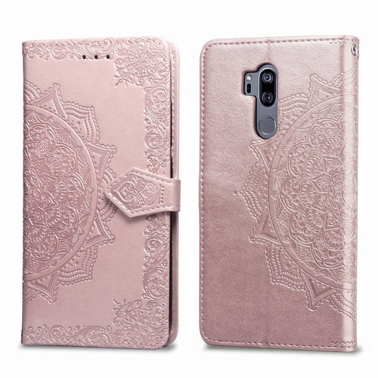 For LG G7 ThinQ Halfway Mandala Embossing Pattern Horizontal Flip Leather Case with Holder & Card Slots & Wallet & Lanyard
