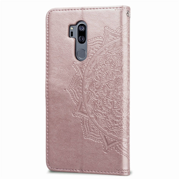 For LG G7 ThinQ Halfway Mandala Embossing Pattern Horizontal Flip Leather Case with Holder & Card Slots & Wallet & Lanyard