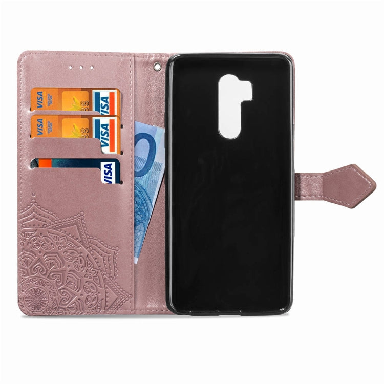 For LG G7 ThinQ Halfway Mandala Embossing Pattern Horizontal Flip Leather Case with Holder & Card Slots & Wallet & Lanyard