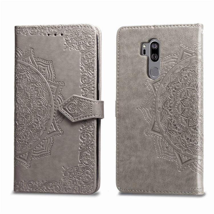 For LG G7 ThinQ Halfway Mandala Embossing Pattern Horizontal Flip Leather Case with Holder & Card Slots & Wallet & Lanyard