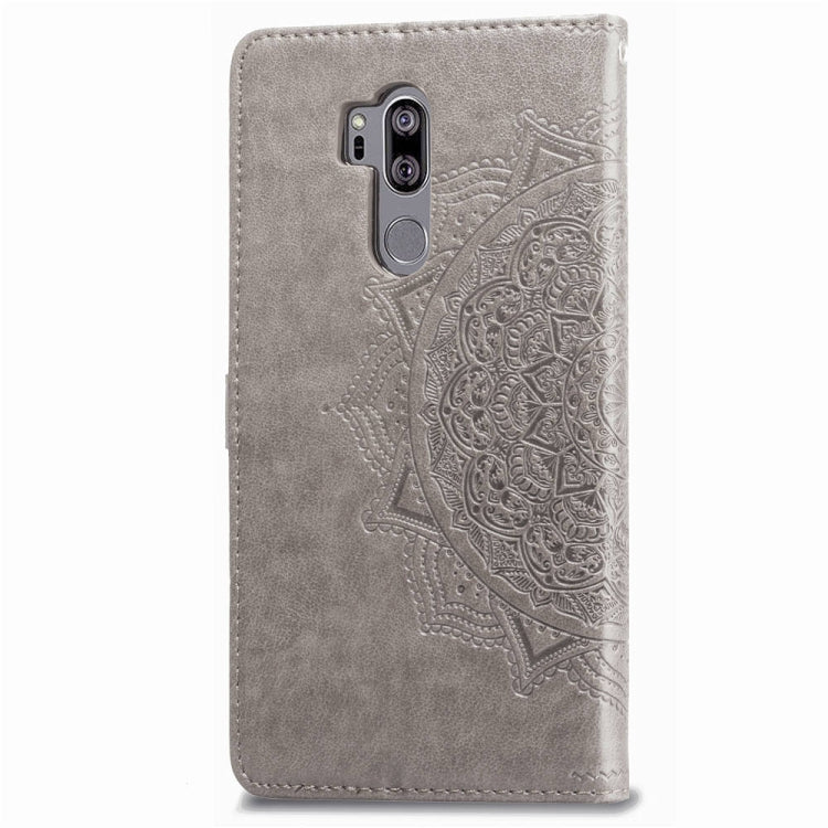 For LG G7 ThinQ Halfway Mandala Embossing Pattern Horizontal Flip Leather Case with Holder & Card Slots & Wallet & Lanyard