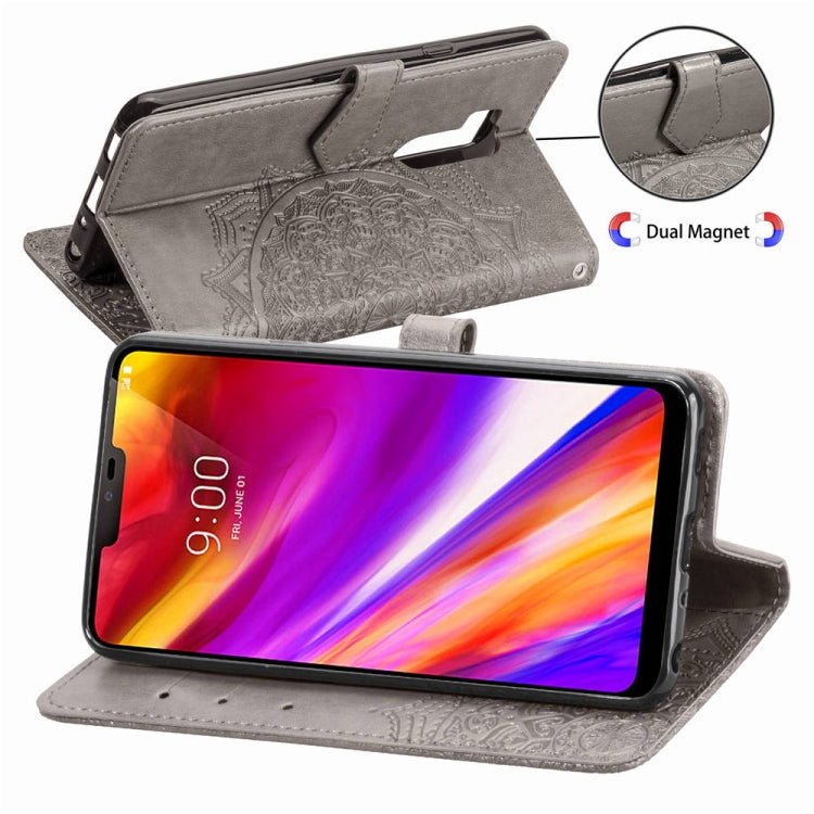 For LG G7 ThinQ Halfway Mandala Embossing Pattern Horizontal Flip Leather Case with Holder & Card Slots & Wallet & Lanyard