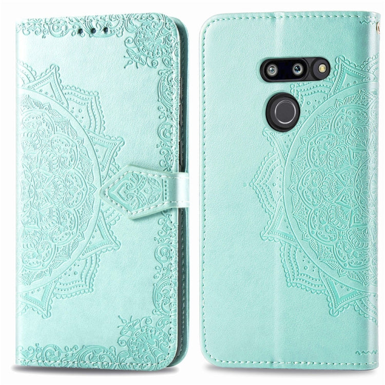 For LG G8 ThinQ Halfway Mandala Embossing Pattern Horizontal Flip Leather Case with Holder & Card Slots & Wallet & Lanyard