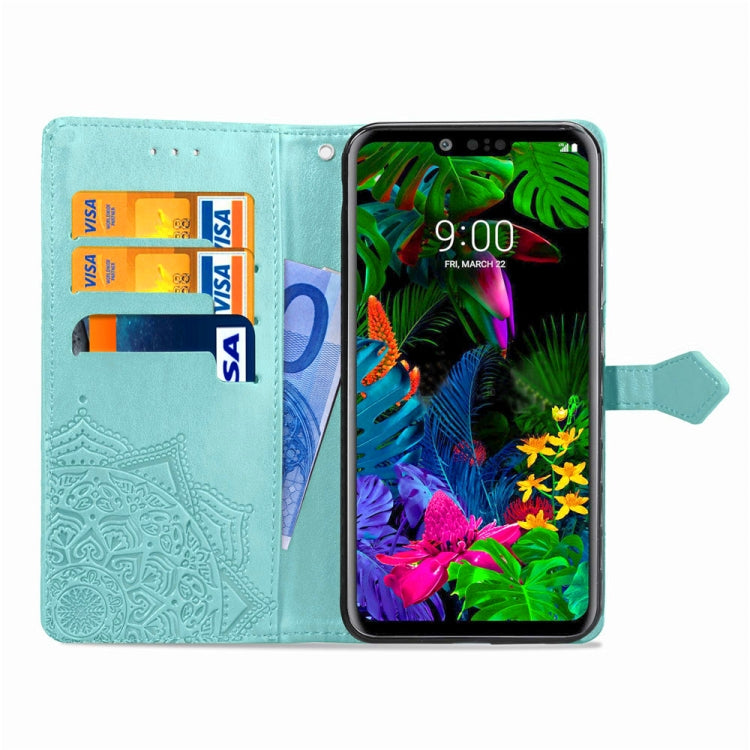 For LG G8 ThinQ Halfway Mandala Embossing Pattern Horizontal Flip Leather Case with Holder & Card Slots & Wallet & Lanyard