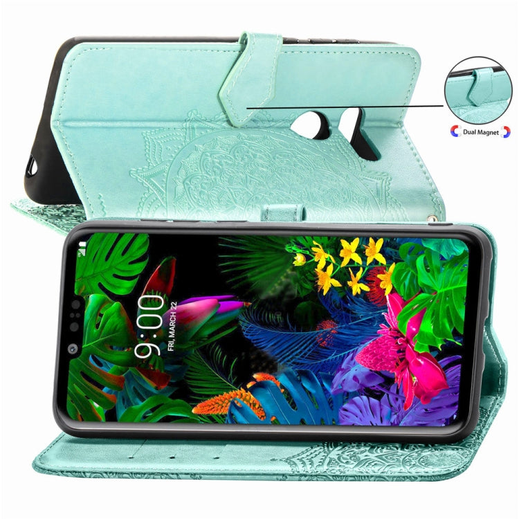 For LG G8 ThinQ Halfway Mandala Embossing Pattern Horizontal Flip Leather Case with Holder & Card Slots & Wallet & Lanyard