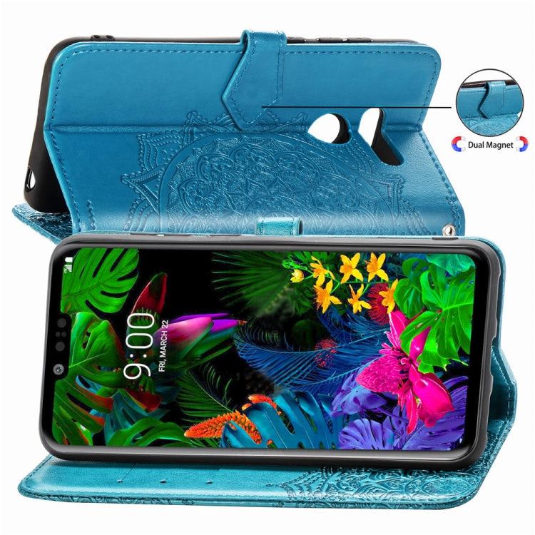 For LG G8 ThinQ Halfway Mandala Embossing Pattern Horizontal Flip Leather Case with Holder & Card Slots & Wallet & Lanyard