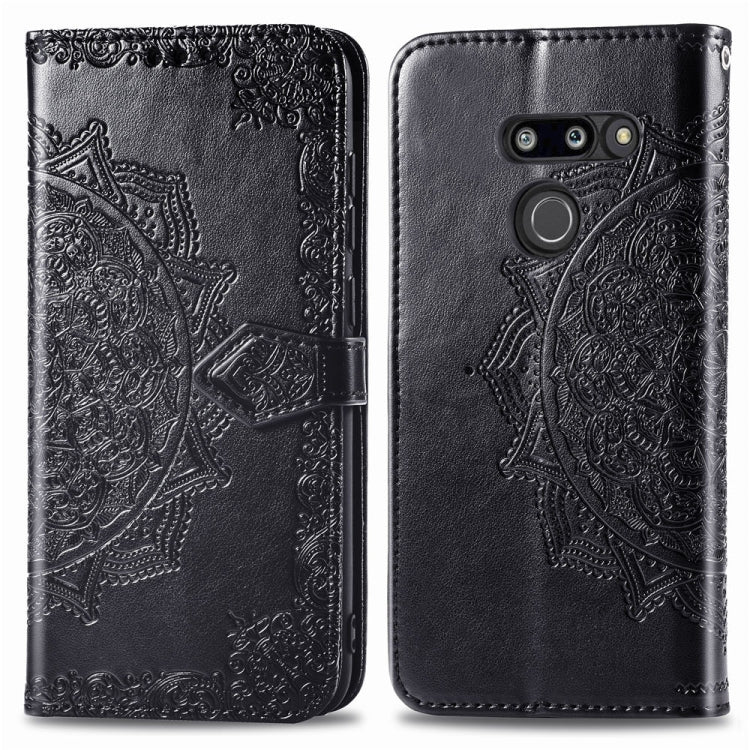 For LG G8 ThinQ Halfway Mandala Embossing Pattern Horizontal Flip Leather Case with Holder & Card Slots & Wallet & Lanyard