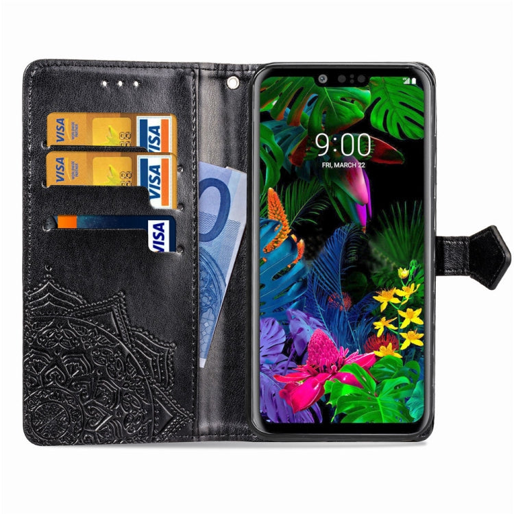 For LG G8 ThinQ Halfway Mandala Embossing Pattern Horizontal Flip Leather Case with Holder & Card Slots & Wallet & Lanyard