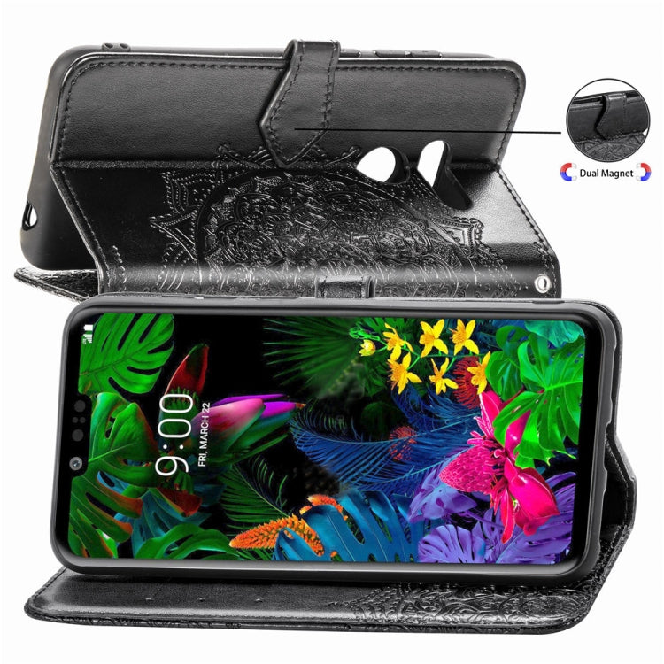 For LG G8 ThinQ Halfway Mandala Embossing Pattern Horizontal Flip Leather Case with Holder & Card Slots & Wallet & Lanyard
