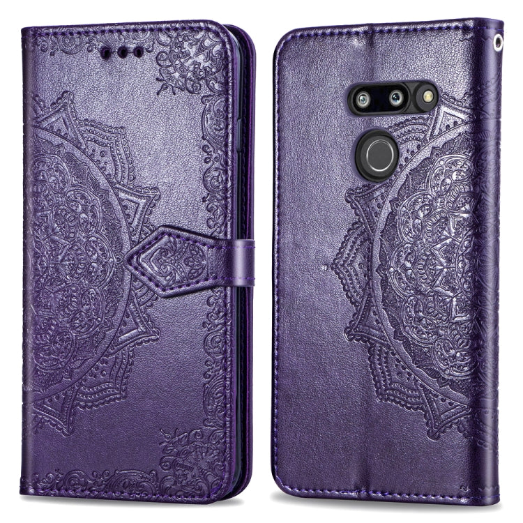 For LG G8 ThinQ Halfway Mandala Embossing Pattern Horizontal Flip Leather Case with Holder & Card Slots & Wallet & Lanyard