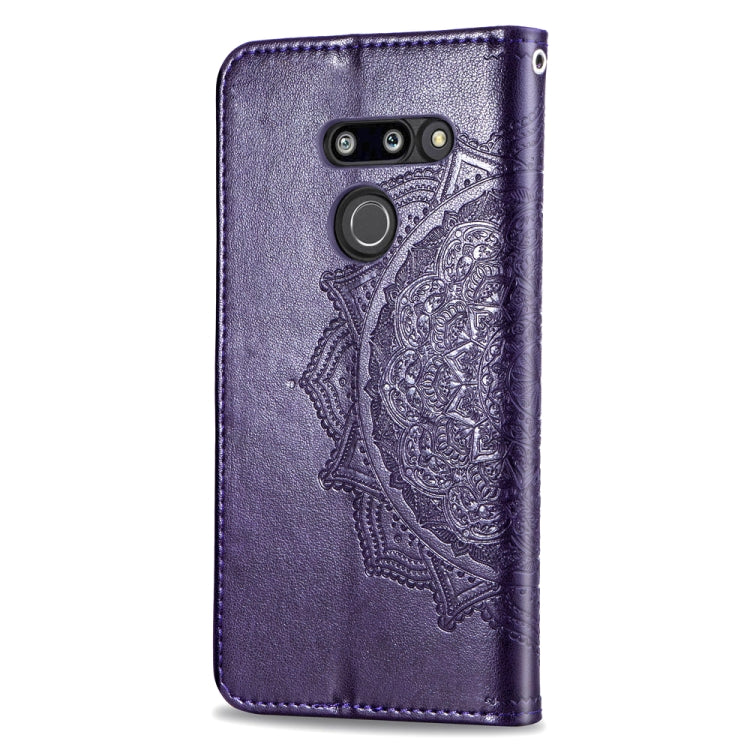 For LG G8 ThinQ Halfway Mandala Embossing Pattern Horizontal Flip Leather Case with Holder & Card Slots & Wallet & Lanyard