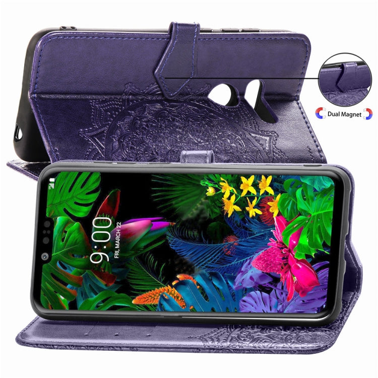 For LG G8 ThinQ Halfway Mandala Embossing Pattern Horizontal Flip Leather Case with Holder & Card Slots & Wallet & Lanyard