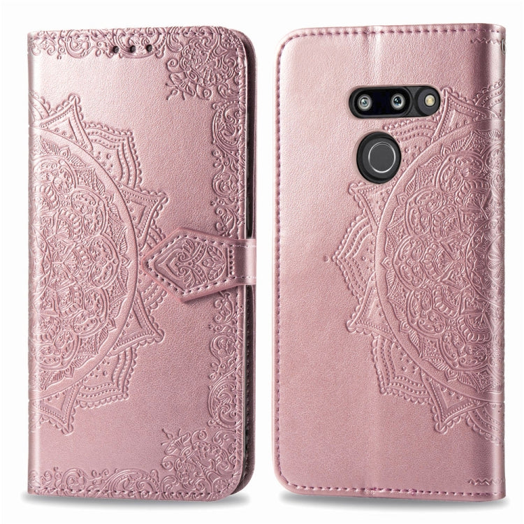 For LG G8 ThinQ Halfway Mandala Embossing Pattern Horizontal Flip Leather Case with Holder & Card Slots & Wallet & Lanyard