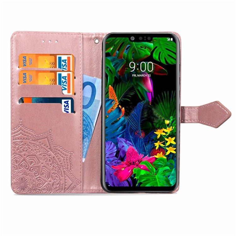For LG G8 ThinQ Halfway Mandala Embossing Pattern Horizontal Flip Leather Case with Holder & Card Slots & Wallet & Lanyard