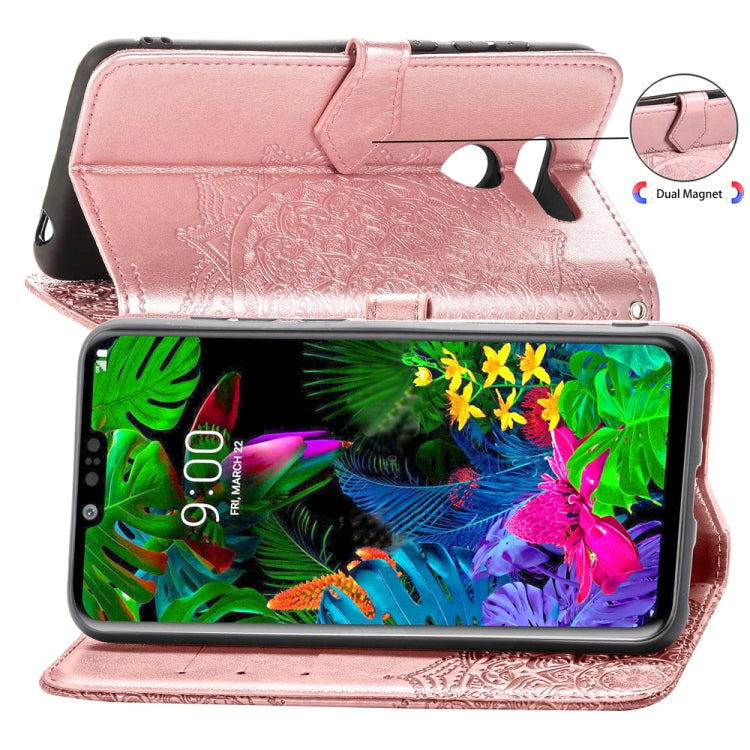 For LG G8 ThinQ Halfway Mandala Embossing Pattern Horizontal Flip Leather Case with Holder & Card Slots & Wallet & Lanyard
