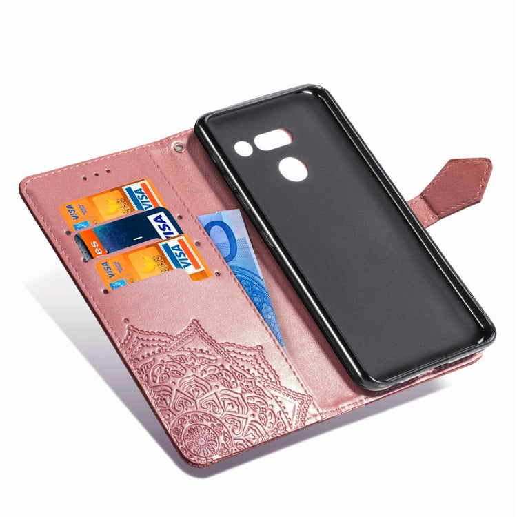 For LG G8 ThinQ Halfway Mandala Embossing Pattern Horizontal Flip Leather Case with Holder & Card Slots & Wallet & Lanyard