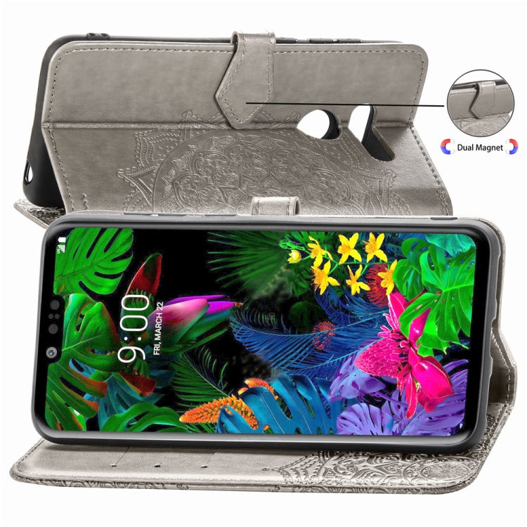 For LG G8 ThinQ Halfway Mandala Embossing Pattern Horizontal Flip Leather Case with Holder & Card Slots & Wallet & Lanyard