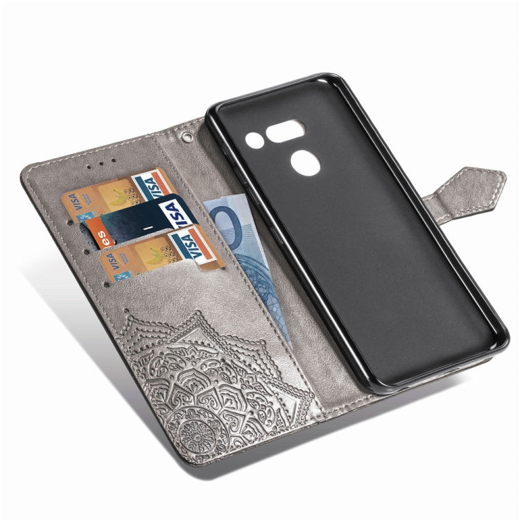 For LG G8 ThinQ Halfway Mandala Embossing Pattern Horizontal Flip Leather Case with Holder & Card Slots & Wallet & Lanyard