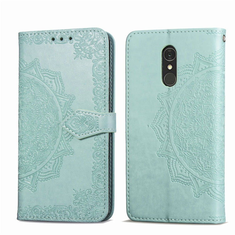 For LG Q7 (2018) Halfway Mandala Embossing Pattern Horizontal Flip Leather Case with Holder & Card Slots & Wallet & Lanyard