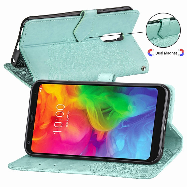 For LG Q7 (2018) Halfway Mandala Embossing Pattern Horizontal Flip Leather Case with Holder & Card Slots & Wallet & Lanyard