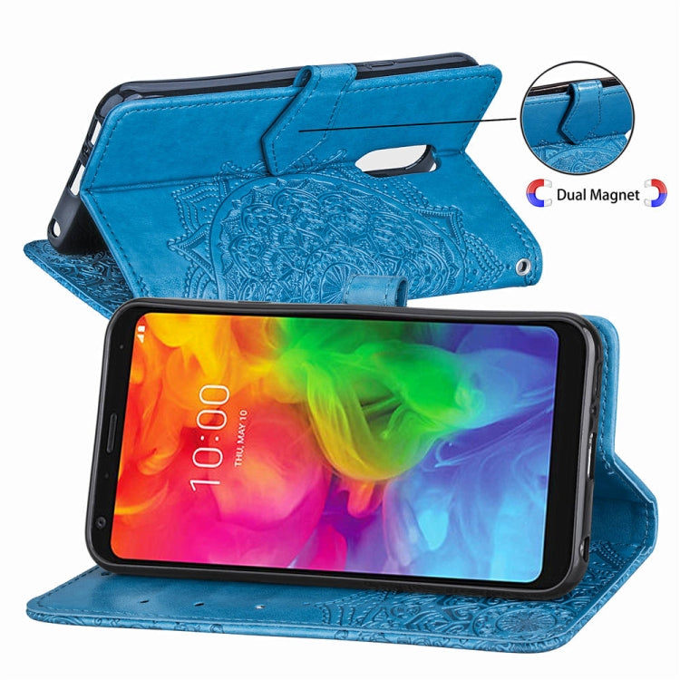 For LG Q7 (2018) Halfway Mandala Embossing Pattern Horizontal Flip Leather Case with Holder & Card Slots & Wallet & Lanyard