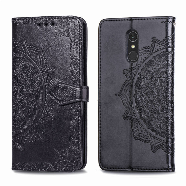 For LG Q7 (2018) Halfway Mandala Embossing Pattern Horizontal Flip Leather Case with Holder & Card Slots & Wallet & Lanyard