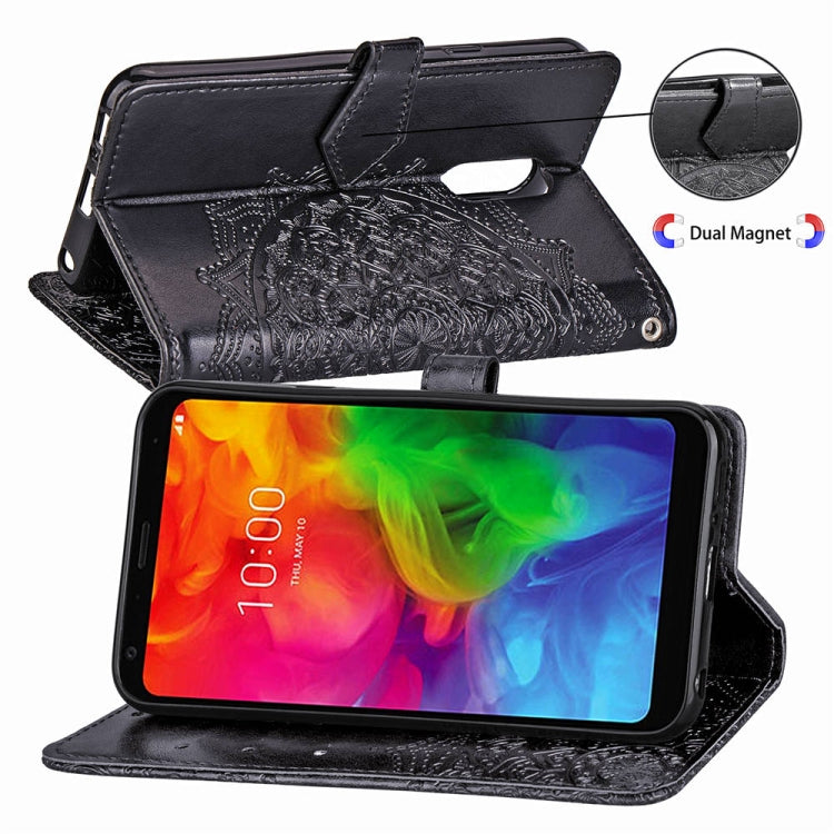 For LG Q7 (2018) Halfway Mandala Embossing Pattern Horizontal Flip Leather Case with Holder & Card Slots & Wallet & Lanyard