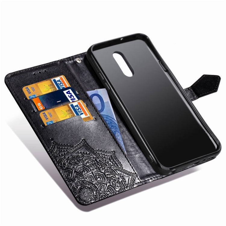 For LG Q7 (2018) Halfway Mandala Embossing Pattern Horizontal Flip Leather Case with Holder & Card Slots & Wallet & Lanyard