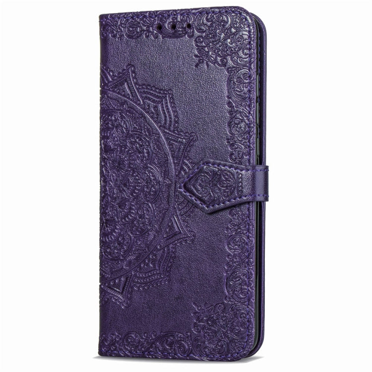 For LG Q7 (2018) Halfway Mandala Embossing Pattern Horizontal Flip Leather Case with Holder & Card Slots & Wallet & Lanyard