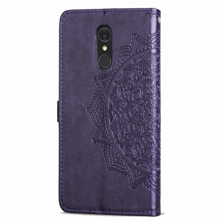 For LG Q7 (2018) Halfway Mandala Embossing Pattern Horizontal Flip Leather Case with Holder & Card Slots & Wallet & Lanyard