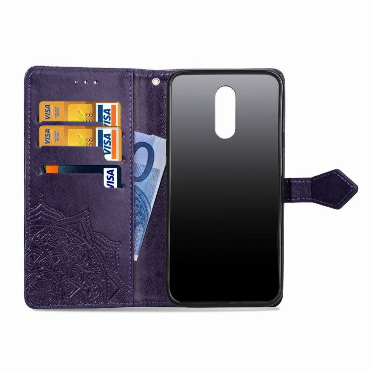 For LG Q7 (2018) Halfway Mandala Embossing Pattern Horizontal Flip Leather Case with Holder & Card Slots & Wallet & Lanyard