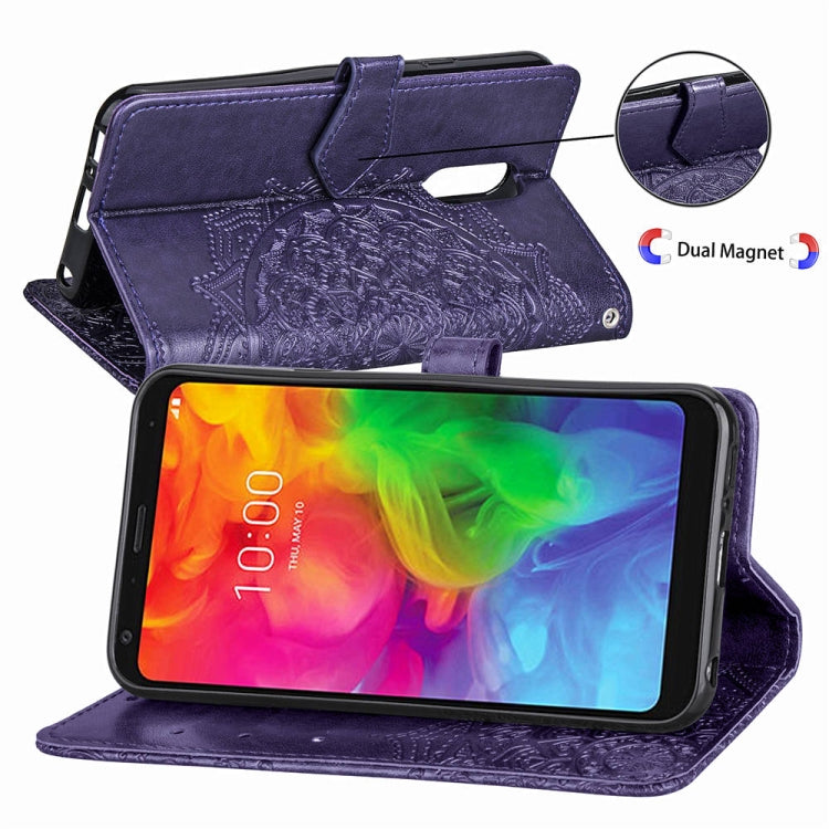 For LG Q7 (2018) Halfway Mandala Embossing Pattern Horizontal Flip Leather Case with Holder & Card Slots & Wallet & Lanyard
