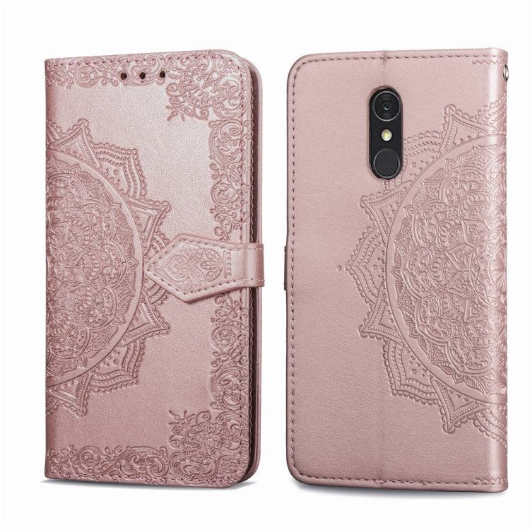 For LG Q7 (2018) Halfway Mandala Embossing Pattern Horizontal Flip Leather Case with Holder & Card Slots & Wallet & Lanyard