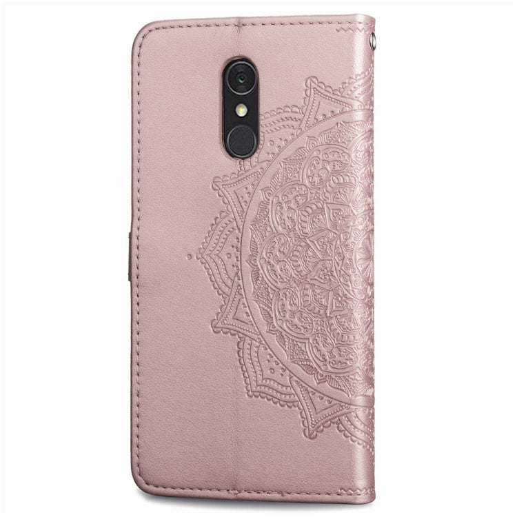 For LG Q7 (2018) Halfway Mandala Embossing Pattern Horizontal Flip Leather Case with Holder & Card Slots & Wallet & Lanyard
