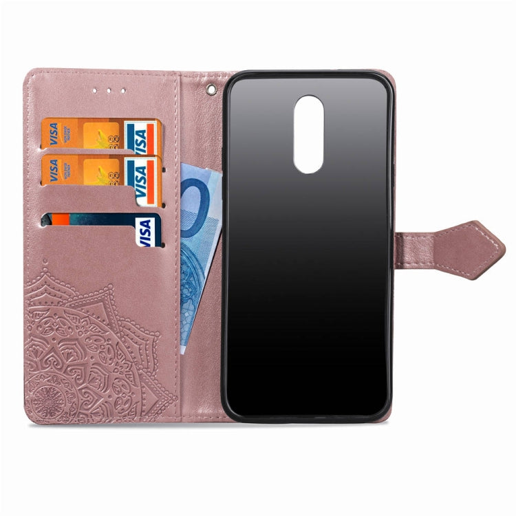 For LG Q7 (2018) Halfway Mandala Embossing Pattern Horizontal Flip Leather Case with Holder & Card Slots & Wallet & Lanyard