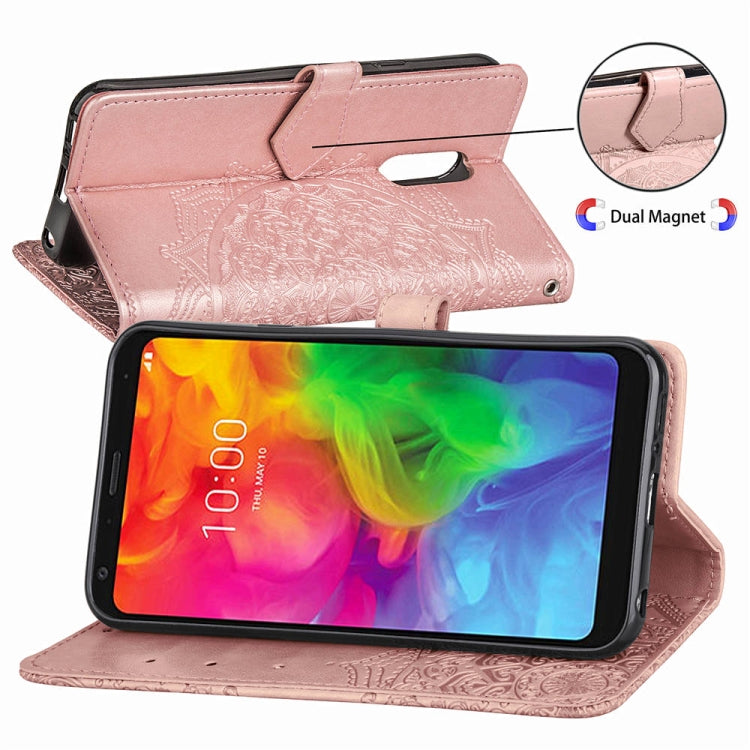 For LG Q7 (2018) Halfway Mandala Embossing Pattern Horizontal Flip Leather Case with Holder & Card Slots & Wallet & Lanyard