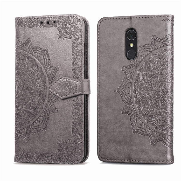 For LG Q7 (2018) Halfway Mandala Embossing Pattern Horizontal Flip Leather Case with Holder & Card Slots & Wallet & Lanyard