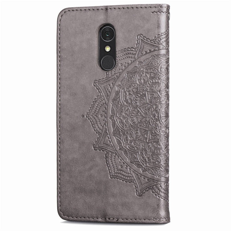 For LG Q7 (2018) Halfway Mandala Embossing Pattern Horizontal Flip Leather Case with Holder & Card Slots & Wallet & Lanyard